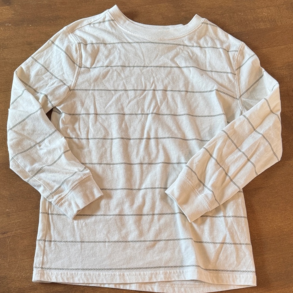Carter's White and Gray Striped Long Sleeve Tee